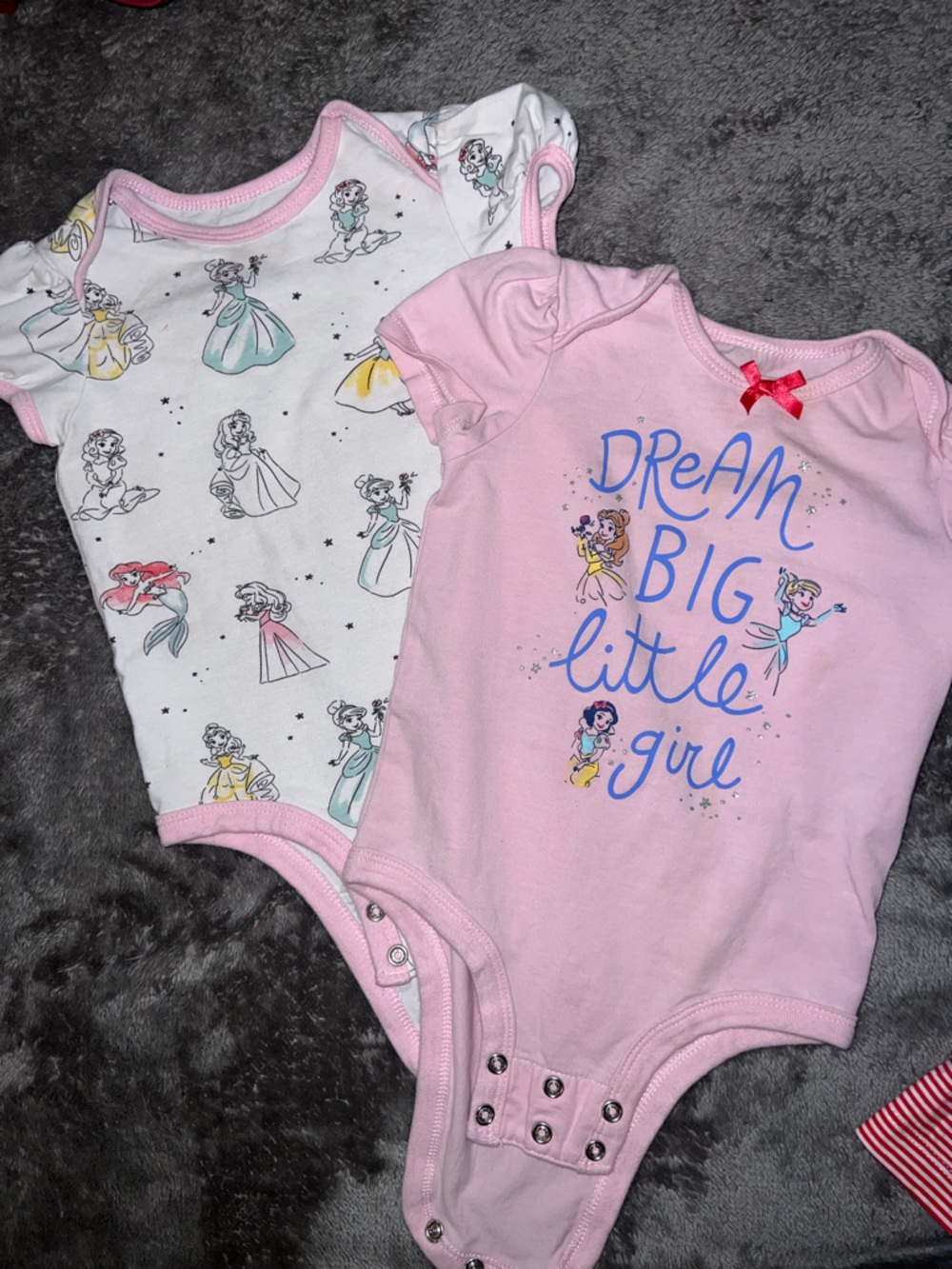Disney Pink and White Princess Graphic Baby One-Pieces